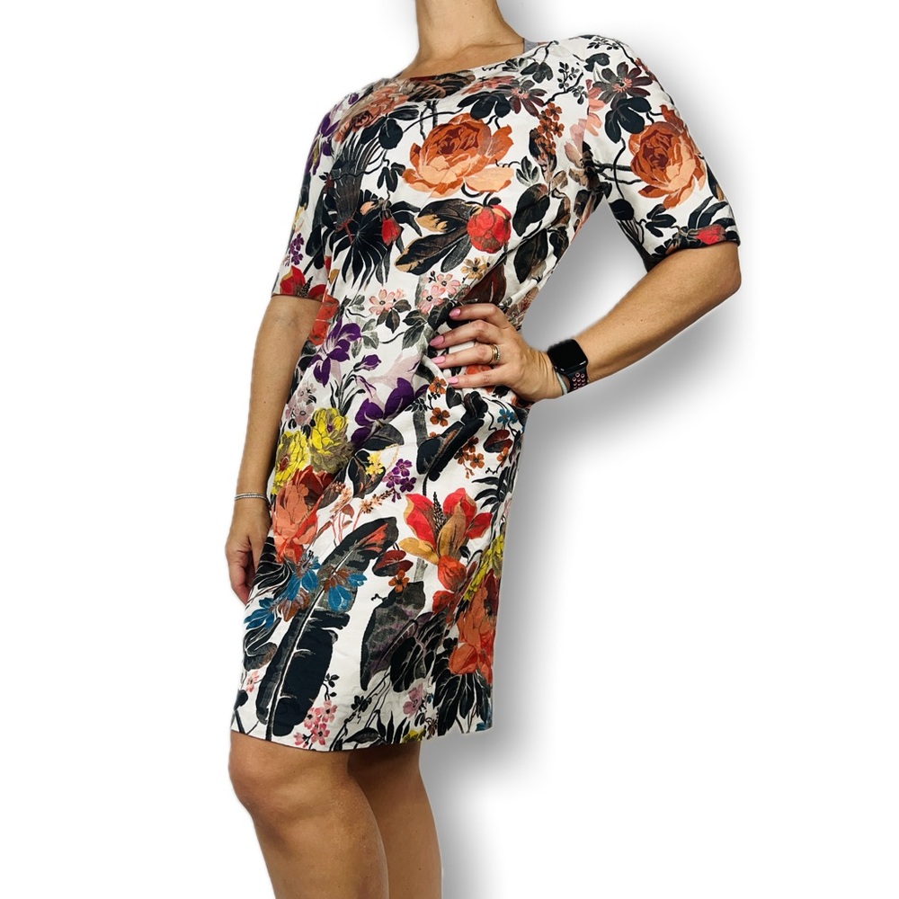 Dries Van Noten Cream & Multicolour Floral Shift Dress - Picture 4 of 9